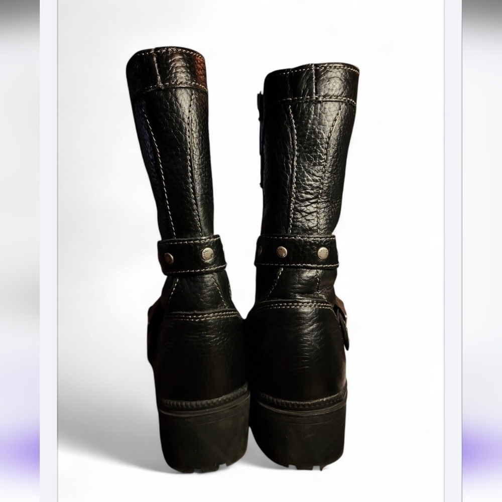 Milwaukee Motorcycle Clothing Co. Black Leather Boots Mvb241 Size 6 Chunky Heel - Picture 5 of 7